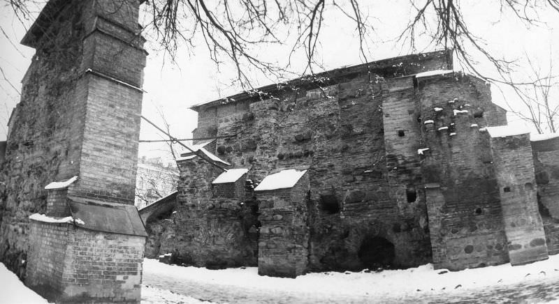"Golden gates". Remains of 11 century entrance to Kyiv. 1978