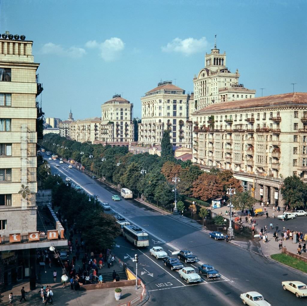 Khreshchatyk Street, the largest street in Kyiv, 1976