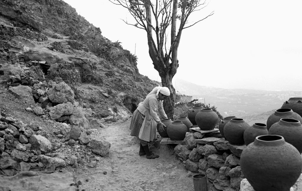 Pottery originating from Los Guanches, aborigines of North African origin, Las Palmas, Canary Islands, Spain, 1955.