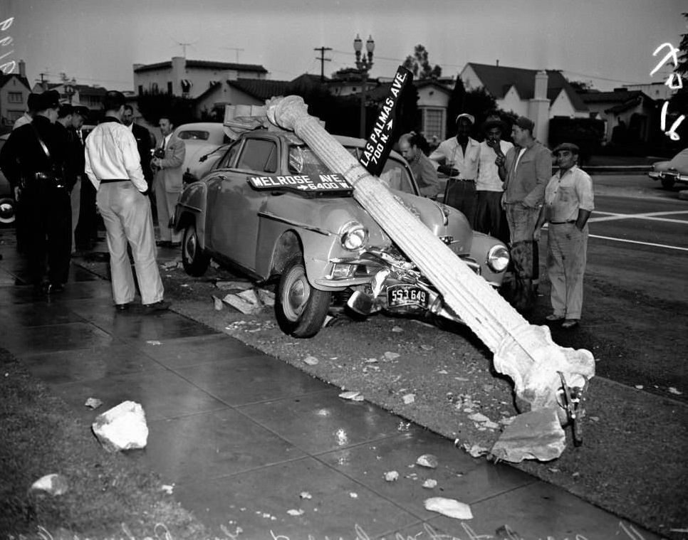 Traffic accident in Las Palmas, 1950s