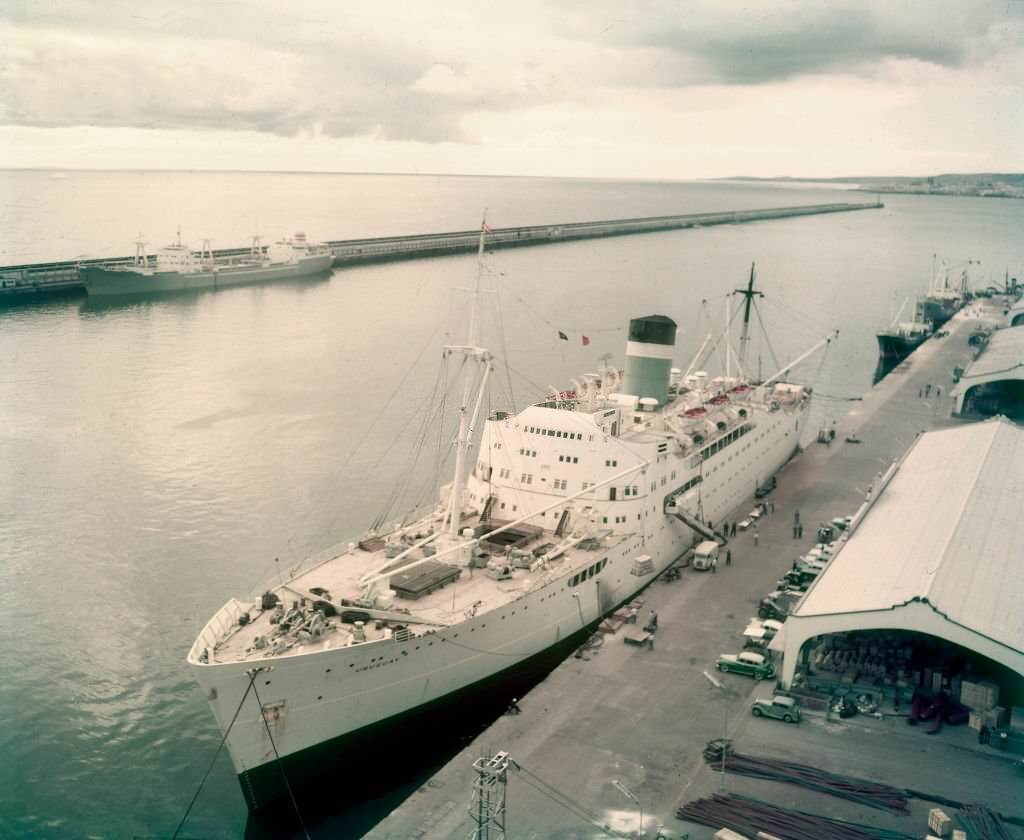 Passenger ship in harbour of Las Palmas, 1960