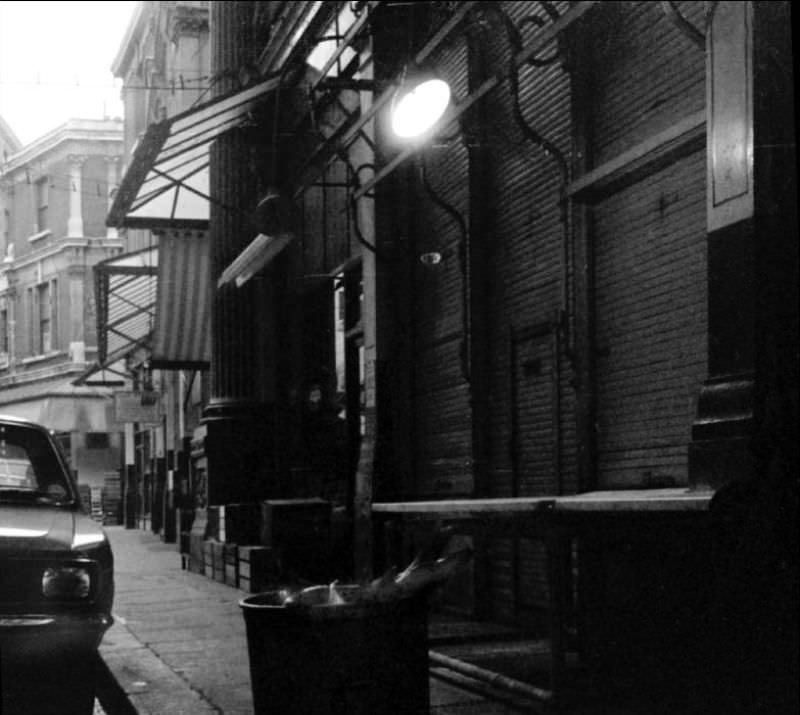 Leadenhall Market, City of London, late evening, March 1973