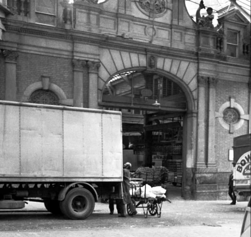 Loading the carcasses at the Smithfield meat market, London, March 1973