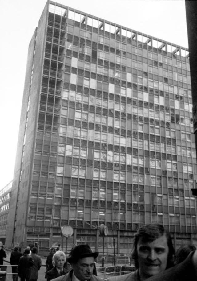 Scene the day after the IRA car bomb in Old Bailey, London, March 1973