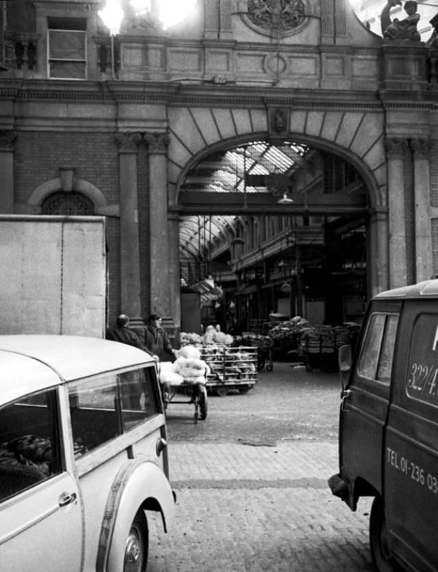Entrance to the Smithfield meat market, London, March 1973