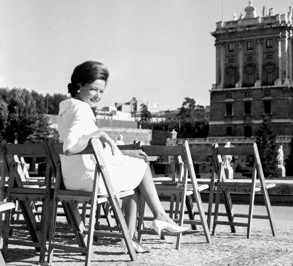 American actress Gene Thierney in Madrid, 1966, Spain.