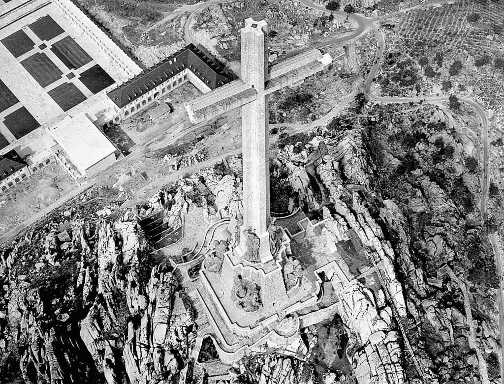 Abbey of the Holy Cross of the Valley of the Fallen, built by order of the Spanish dictator Francisco Franco in the Valley of Cuelgamuros, in San Lorenzo del Escorial, Madrid, Spain - early 1960s.