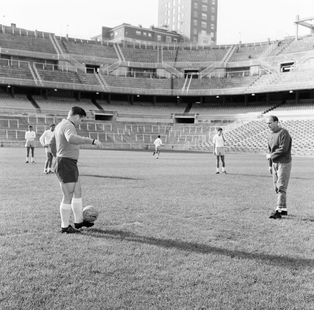 Behind the scenes at Real Madrid Football Club, Santiago Bernabeu Stadium, Madrid, Spain, 24th May 1964.