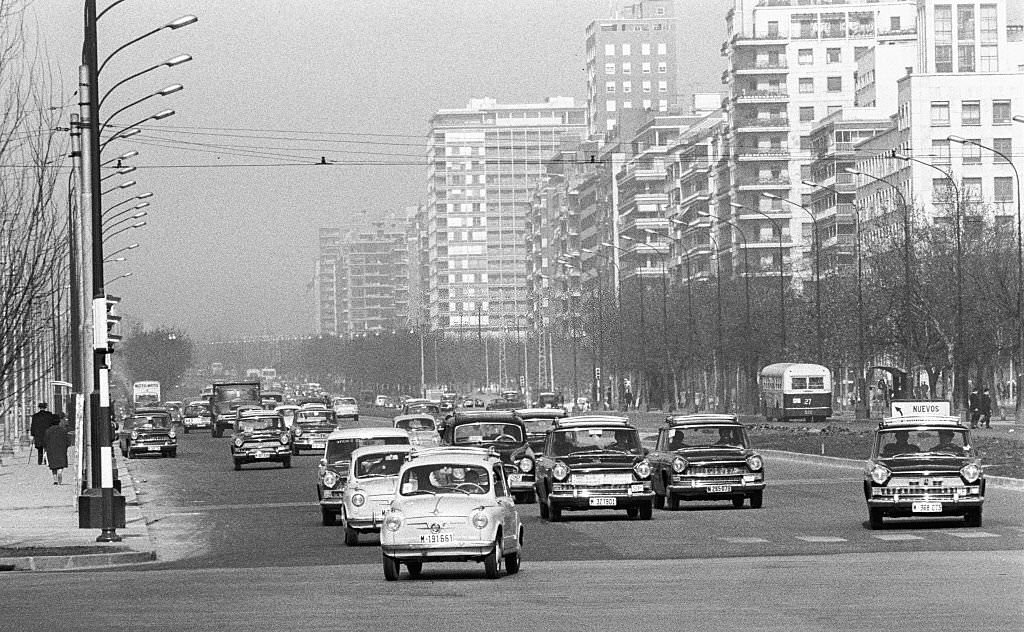 The "Paseo De La Castellana" of Madrid in 1965.