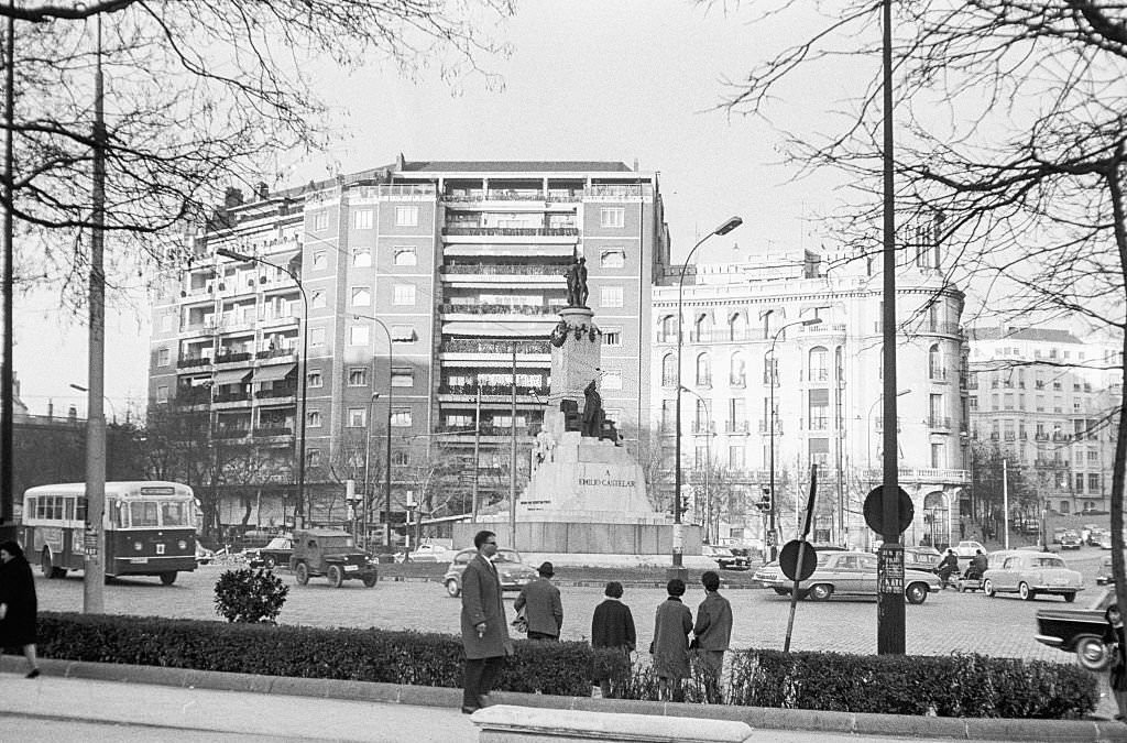 The Plaza Emilio Castelar" of Madrid, 1965.