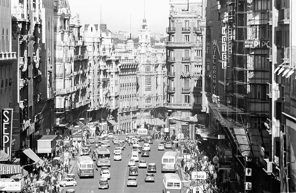 The "Gran Via" of Madrid, 1965.