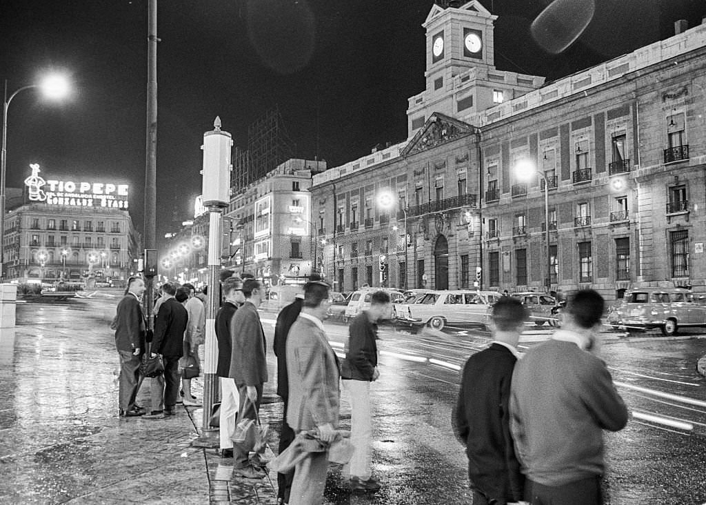 The "Puerta Del Sol" of Madrid in 1965.