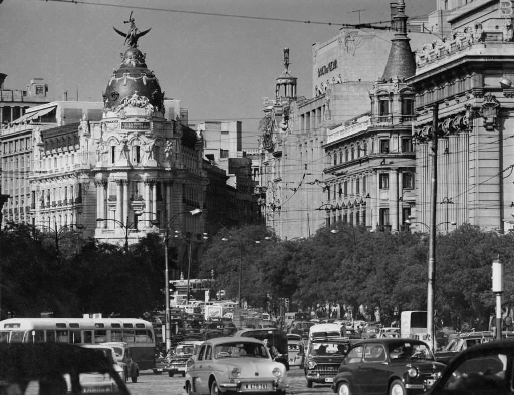 Banks in the city centre, Madrid, 1960s