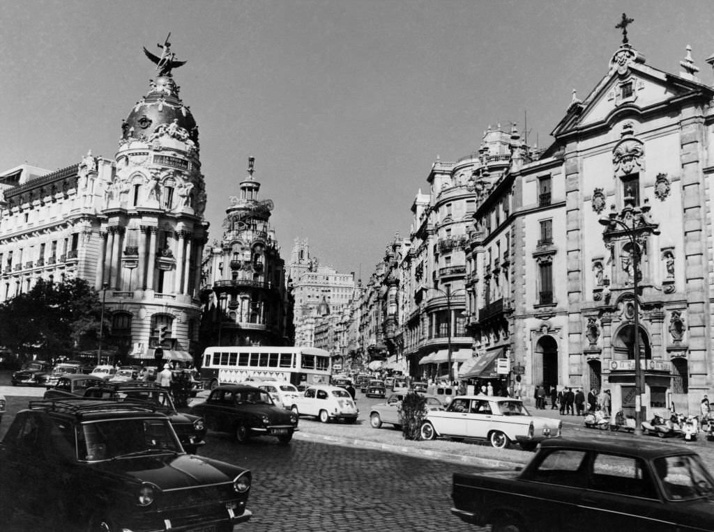 Calle de Alcala and Gran Via, Madrid, 1960s