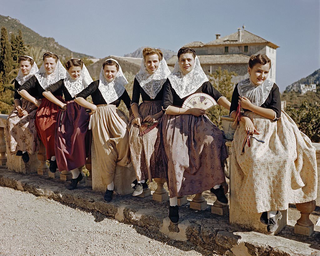 A group of folk dancers from Valldemossa, a village on the Balearic island of Majorca, 1955.