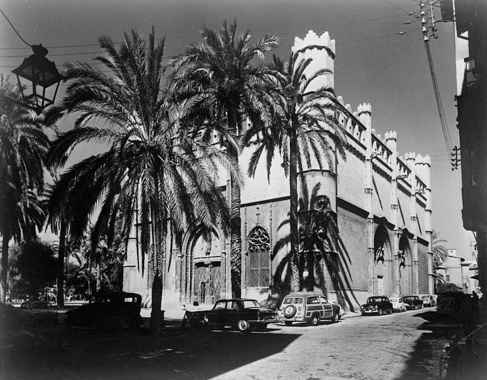 A view of the La Lonja in Palma, Spain, 1950.