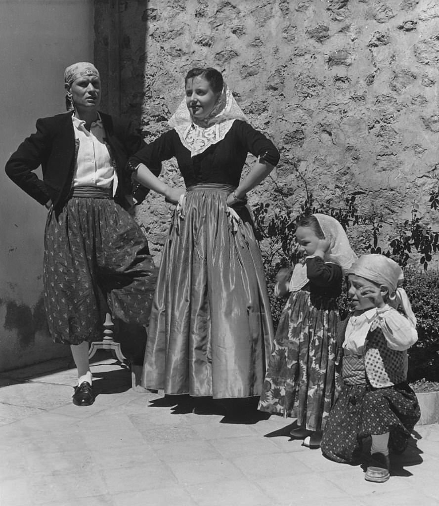 Dancers in national costume from Valledemosa in Majorca, 1950