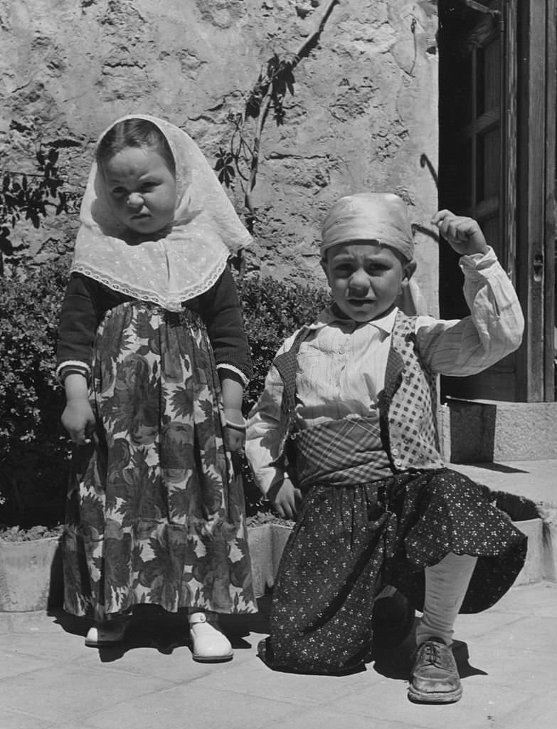 Children in national costume from Valledemosa in Majorca, 1950