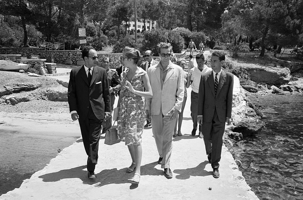Prince Albert De Liege and his wife Paola De Belgique, on their honeymoon in Majorca, 1959