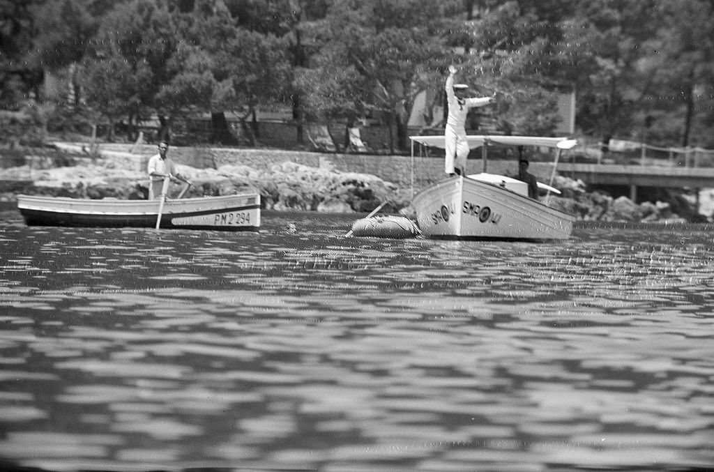 Prince Albert De Liege and his wife Paola De Belgique, on their honeymoon in Majorca, 1959