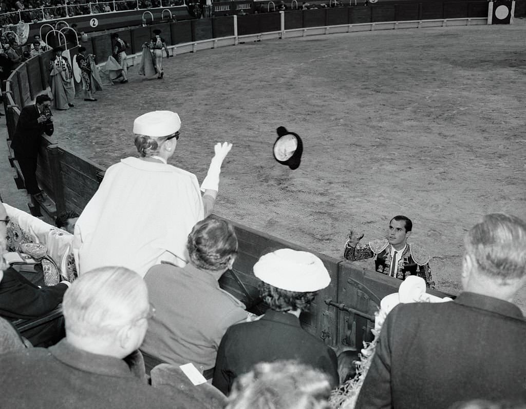 Princess Kelly Throwing a Hat to a Matador in Mallorca, 1958
