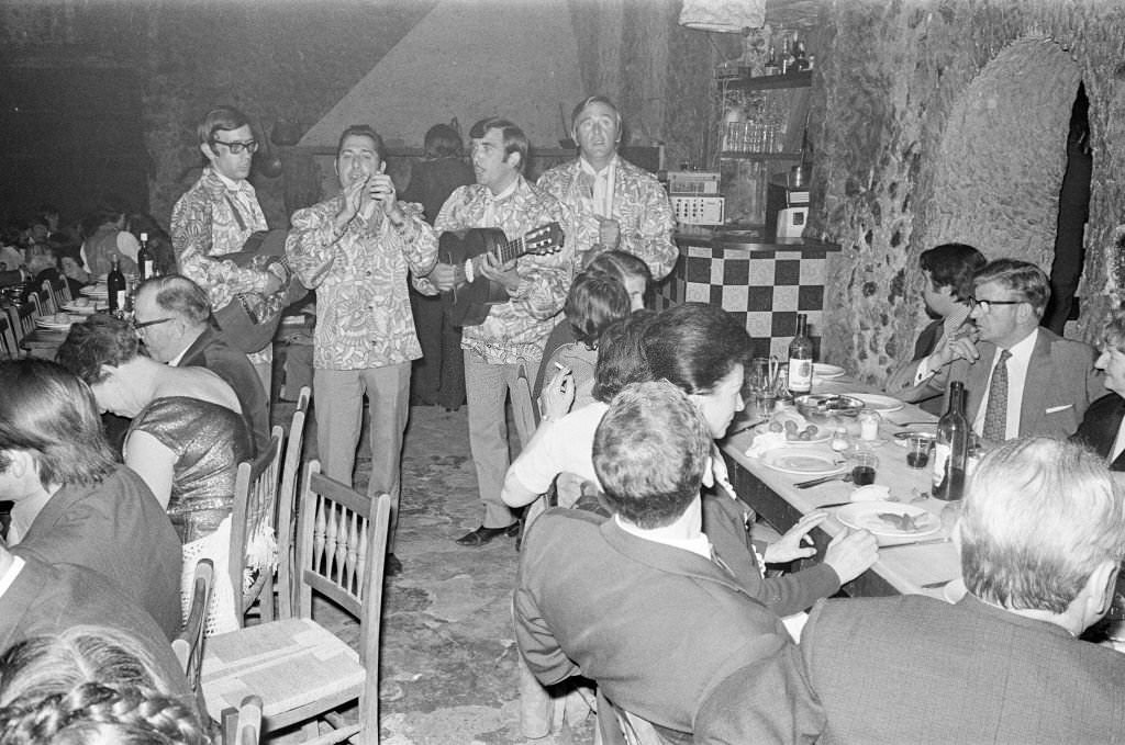 Night out in Majorca, Spain, August 1971.
