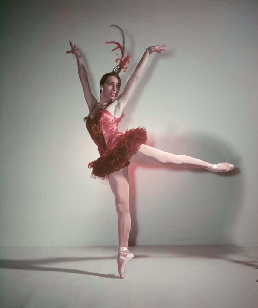 Maria Tallchief in 'Firebird' ballet by George Balanchine for the New York City Ballet, 1950.