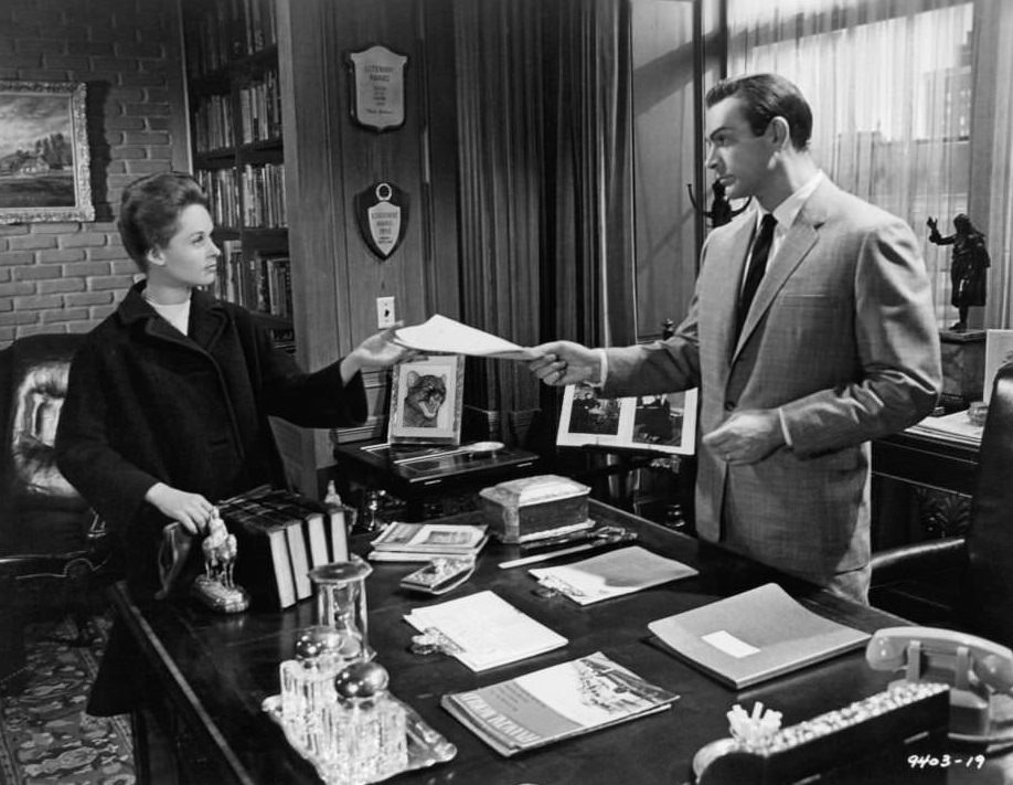 Tippi Hedren with safe in publicity portrait for the film 'Marnie', 1964.