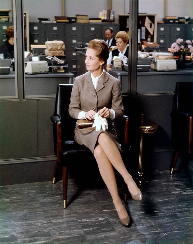 Tippi Hedren on the set of Marnie, 1964