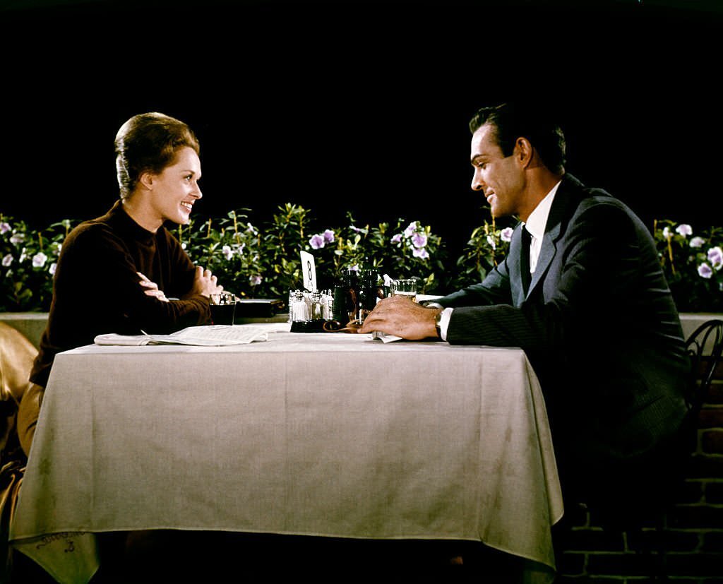 Tippi Hedren and Sean Connery on the set of Marnie, 1964