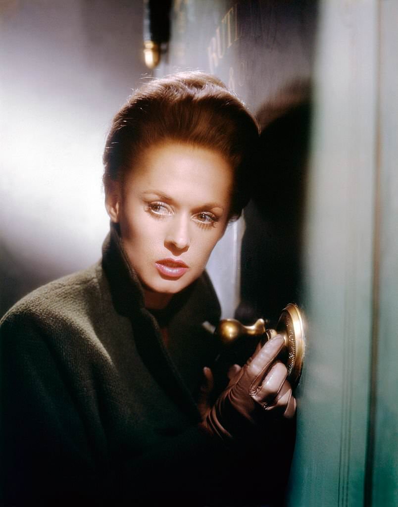 Tippi Hedren on the set of Marnie, 1964