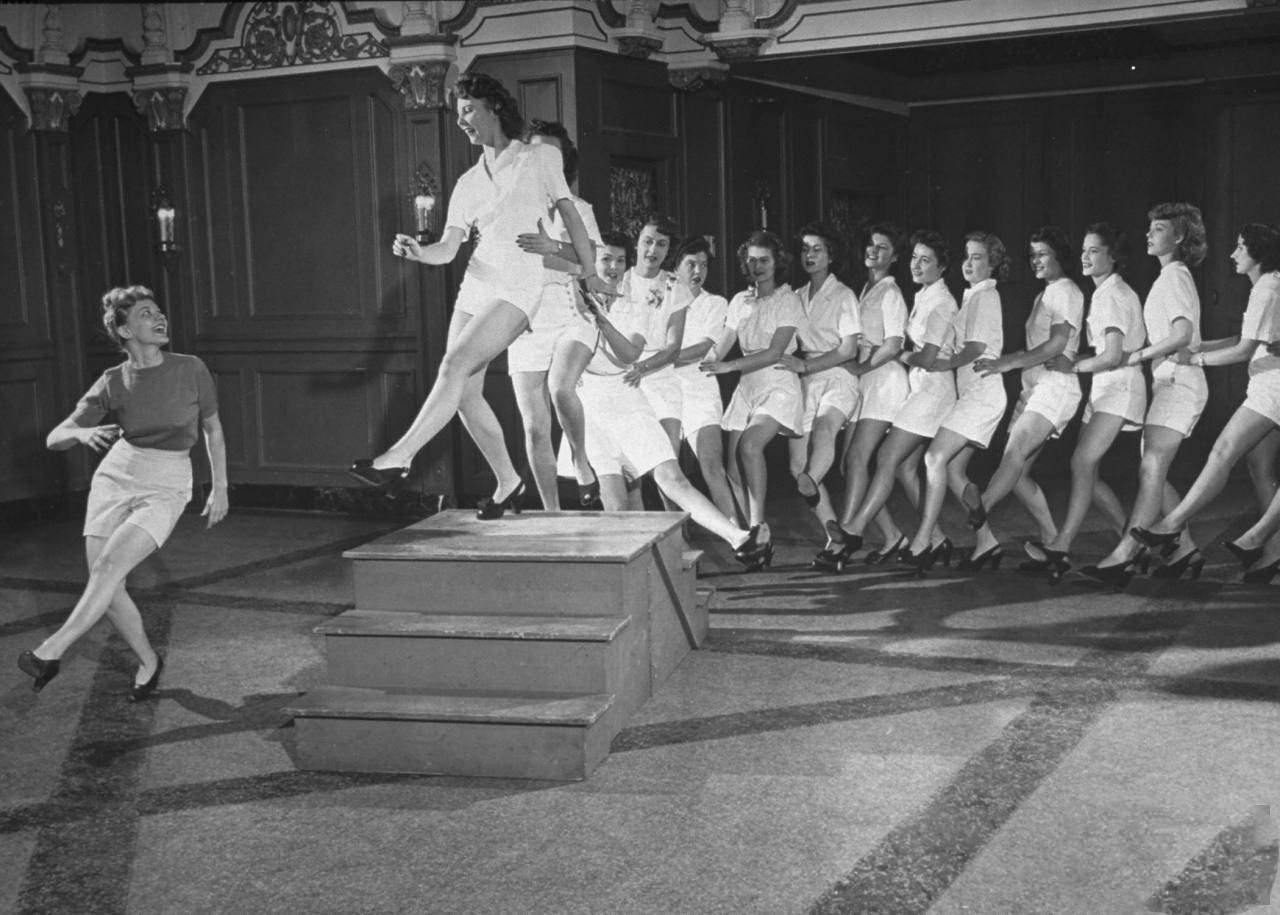 Students taking classes at the McConnell Air Hostess School.