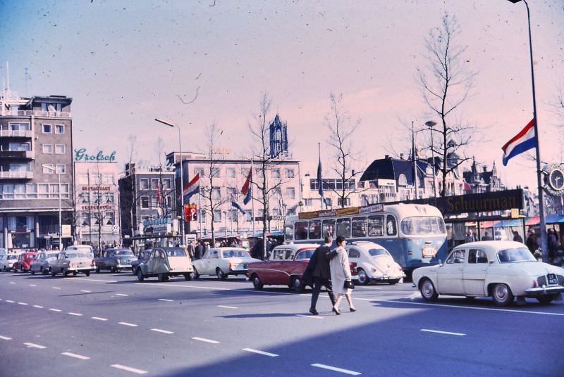 Utrecht street traffic, Netherlands, 1966