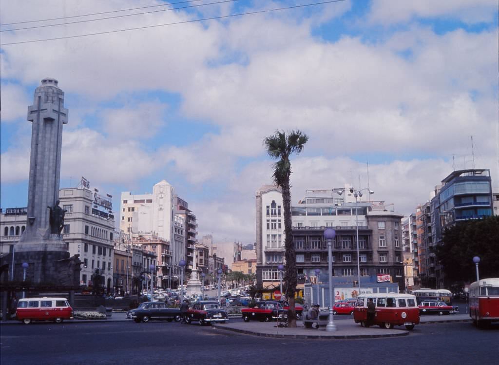 Square of “España” and War Monument, Santa Cruz de Tenerife, Canary Islands, Spain, 1965.