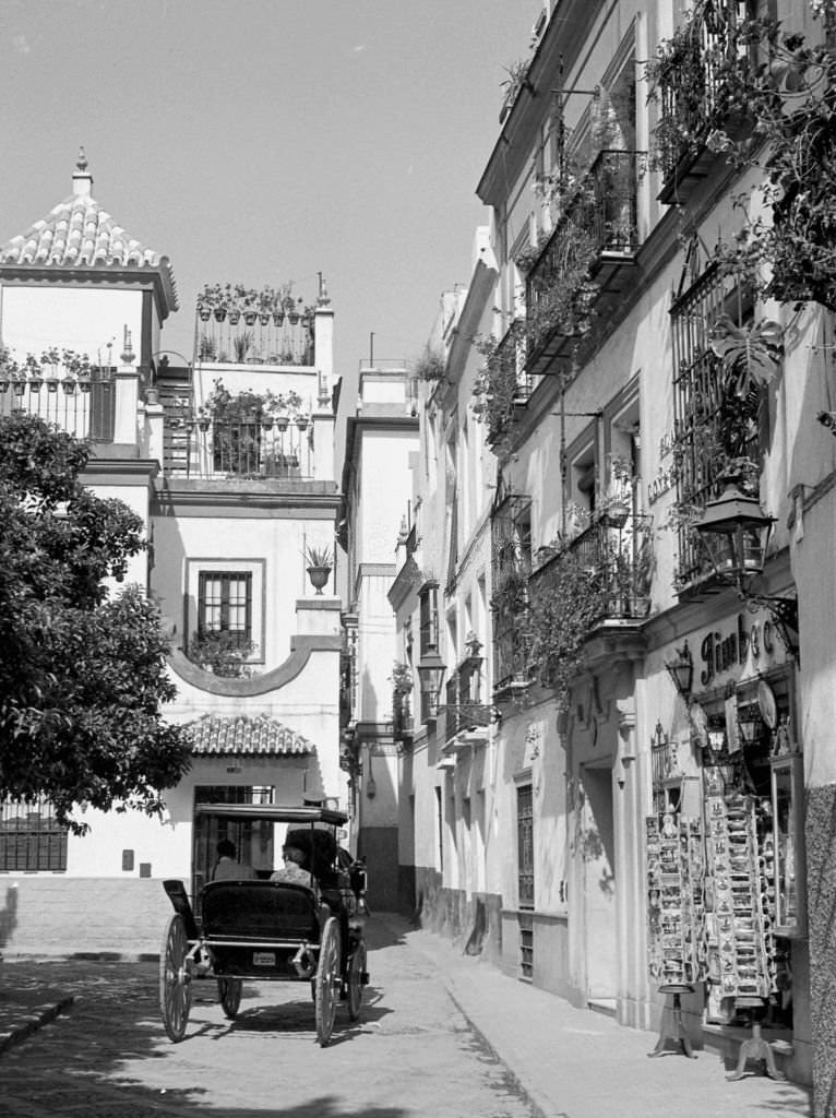 A street of Seville, 1967, Andalusia, Spain.