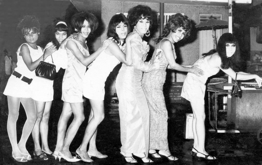 A group of transvestites on Bugis Street, 1960s