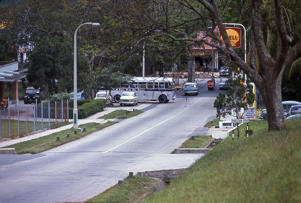 Sembawang Gate, which leads to Singapore's Sembawang naval base, 1966.