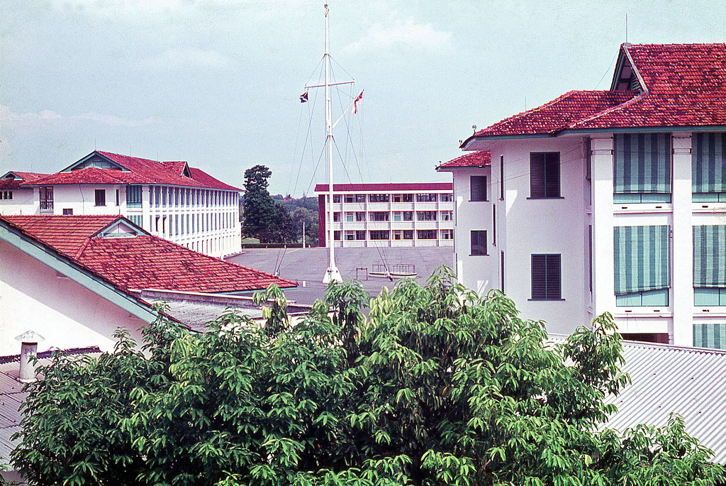 British colonial buildings in the Singapore naval base, 1966.