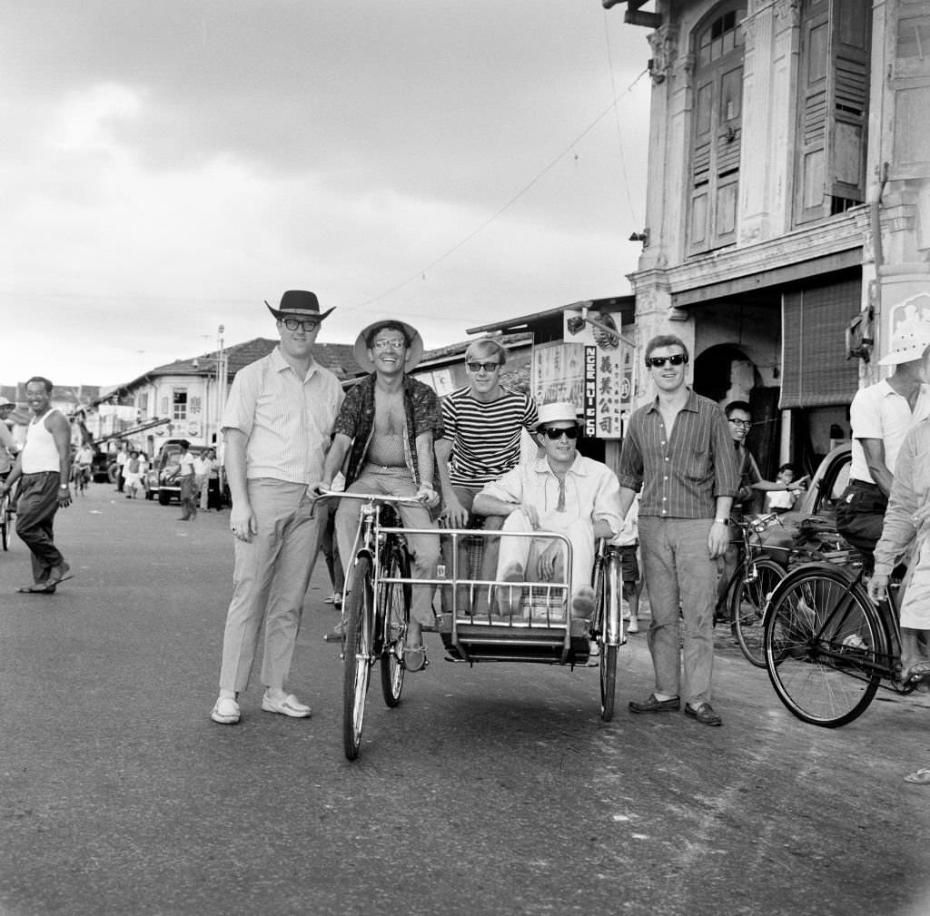 Manchester pop group Freddie and the Dreamers in Singapore during their world tour, 1965