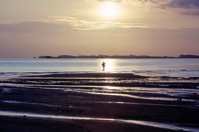 Evening fishing on the south coast of Singapore, 1960s