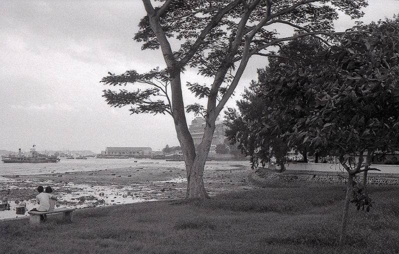 Singapore waterfront; in the distance is Clifford Pier, 1960s