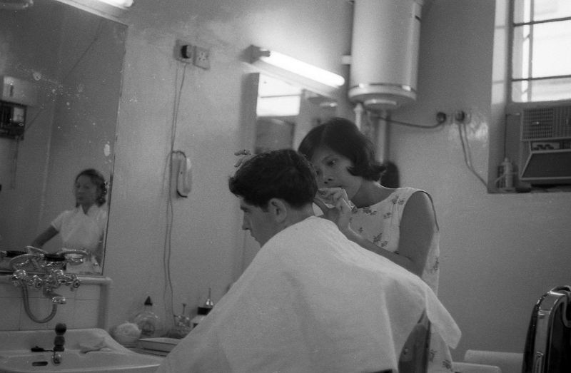 The Naafi barber shop, 1960s