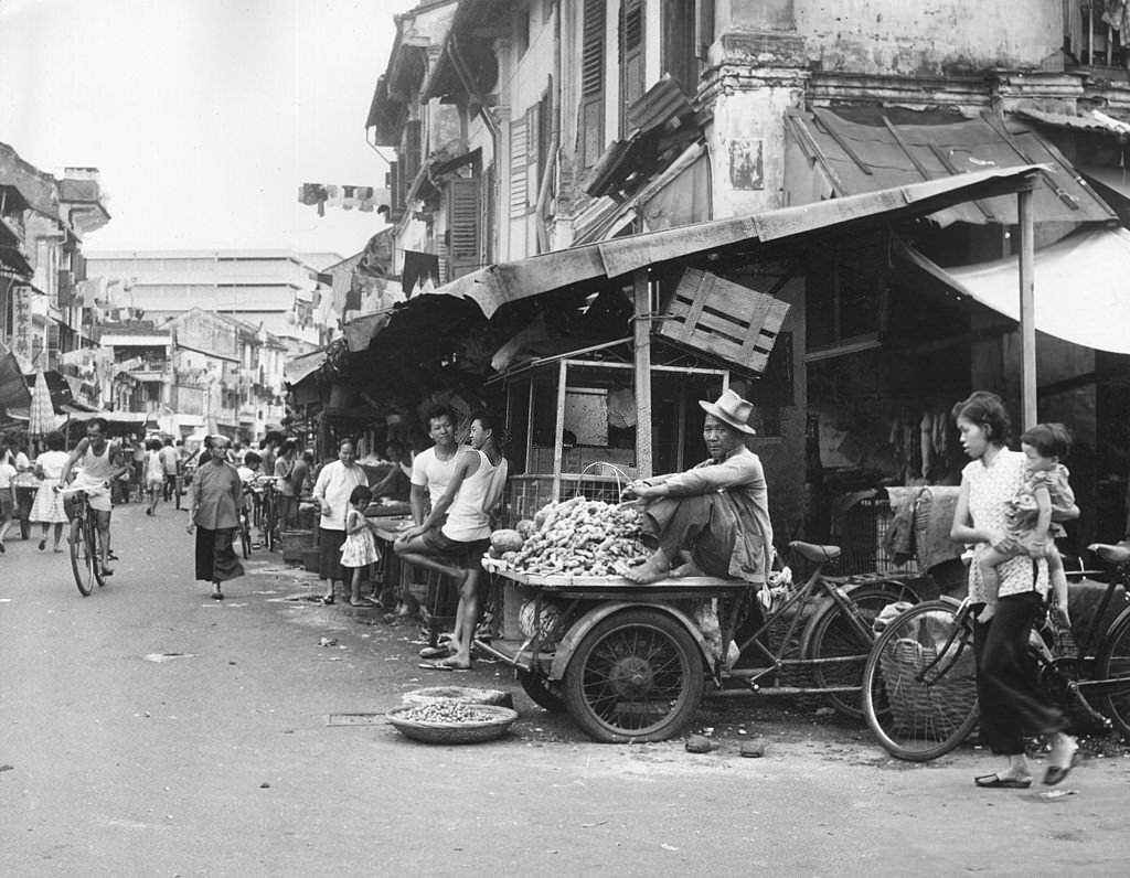 A bustling street in Singapore, 1962