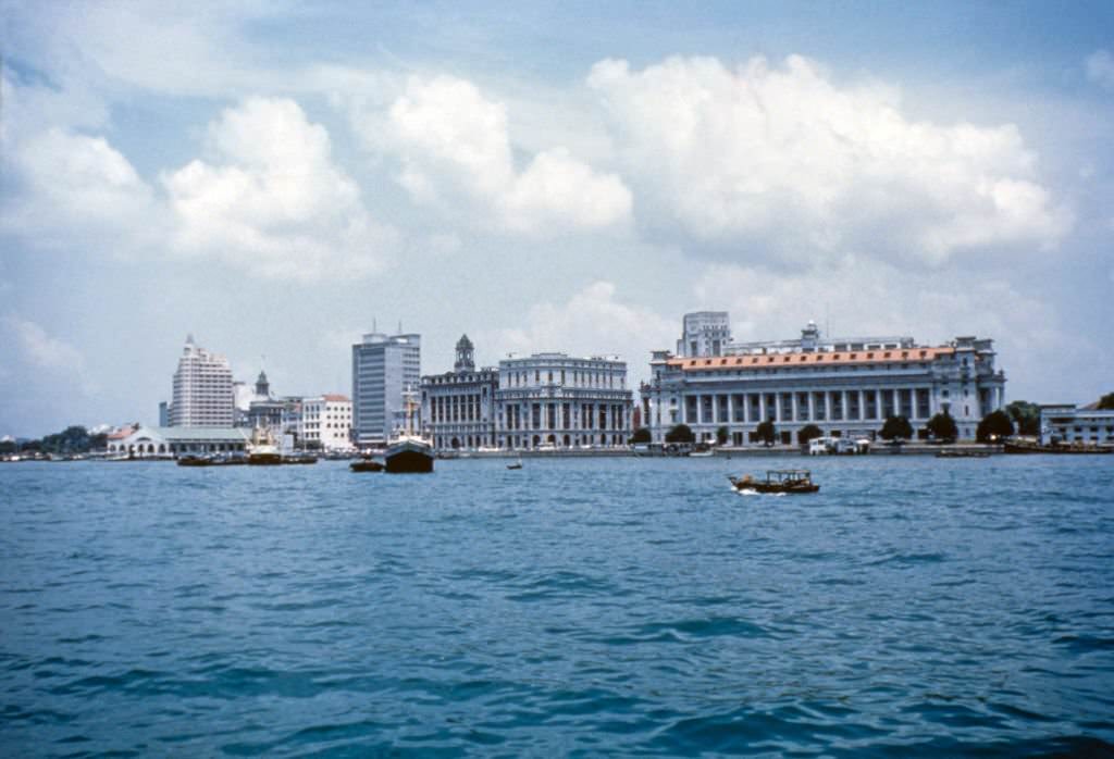 Buildings on the river Singapore, 1962