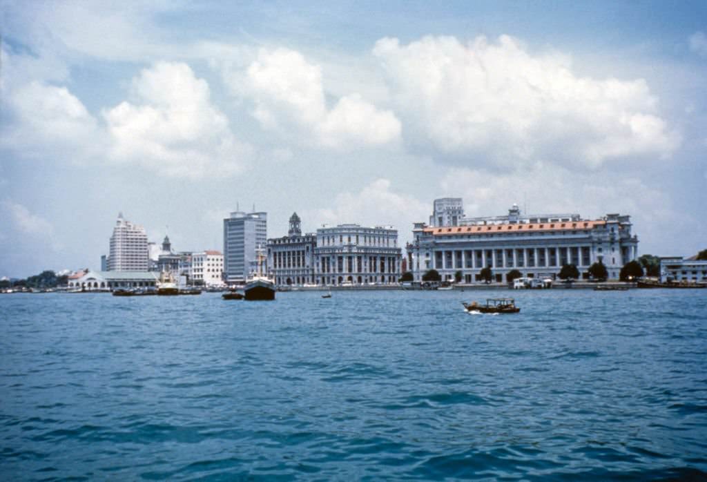Buildings on the river Singapore, 1962