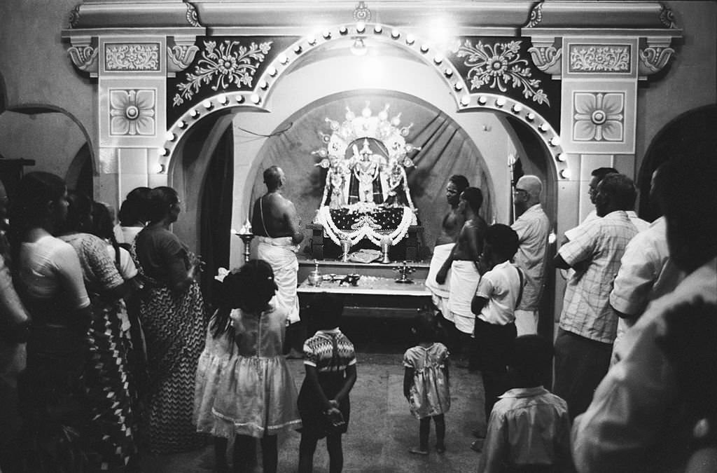 A stall selling cuttlefish soup and noodles to mourners in Saigo Lane in the Chinese quarter of Singapore, 1966