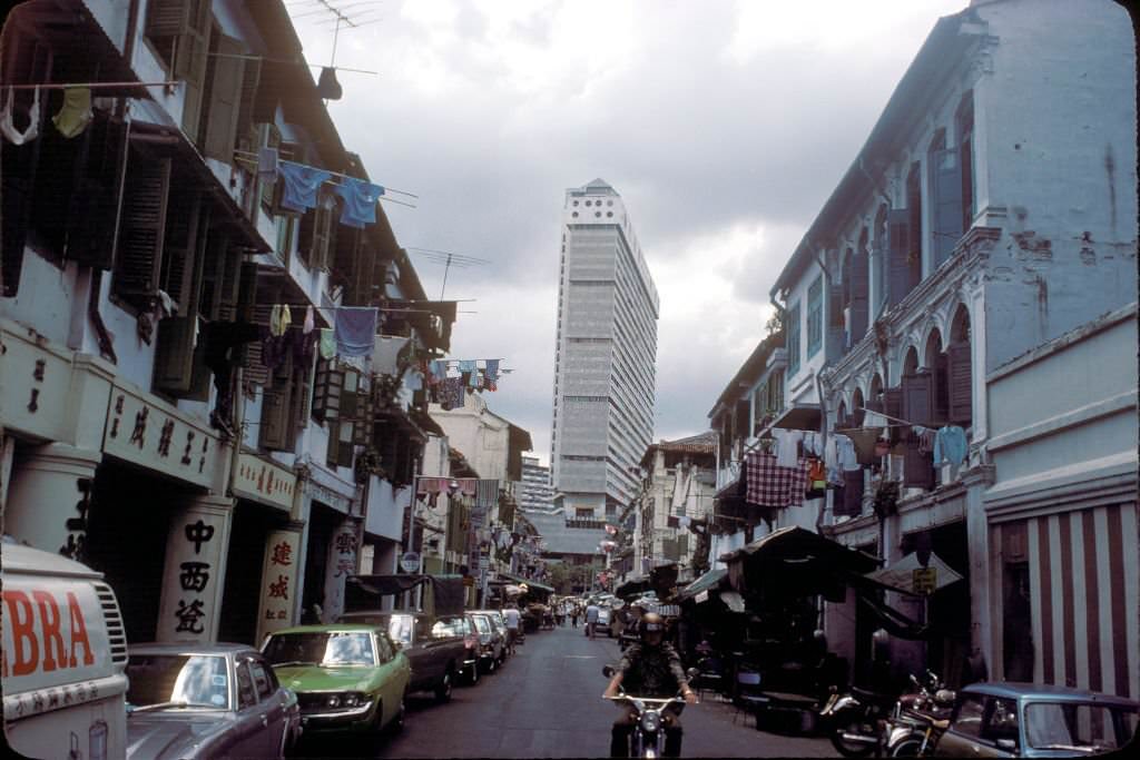 Singapur Strasse in China Town, Singapore, 1977.