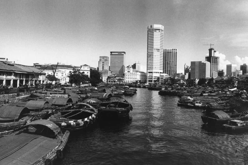Floating district in Singapore, 1970