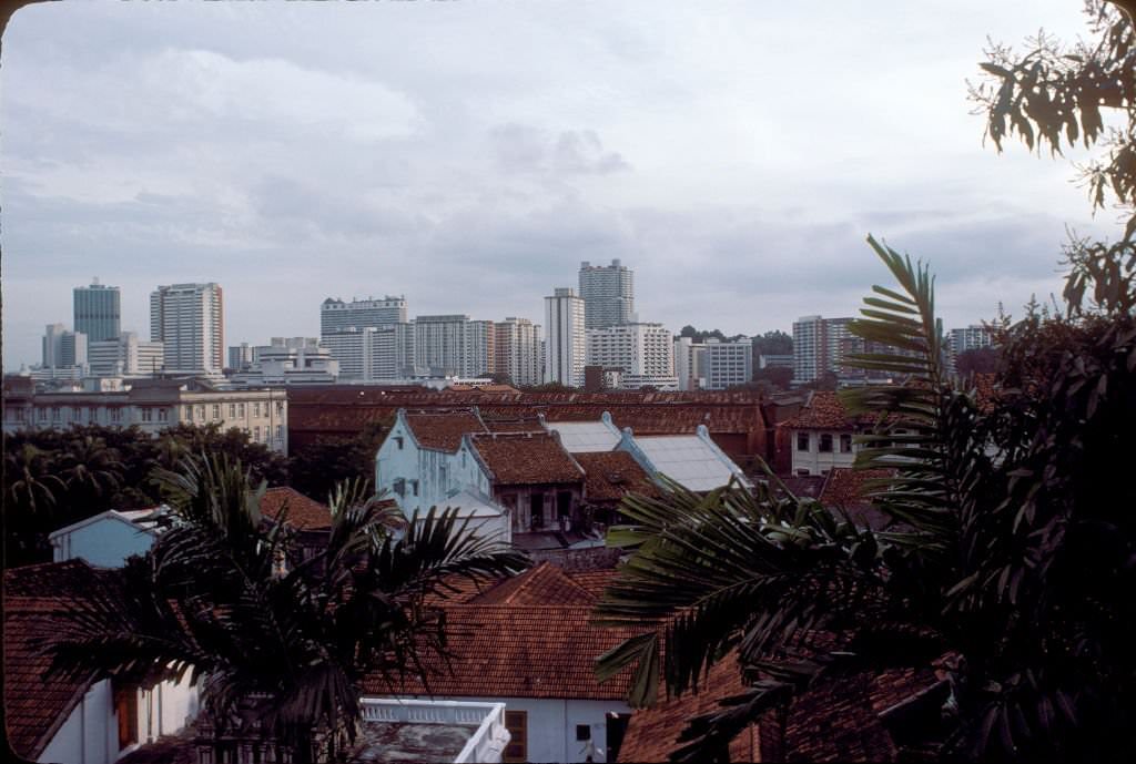 China Town und Skyline, Singapore, 1977.