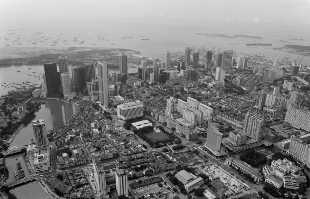 Aerial view of Singapore on April 6, 1985.